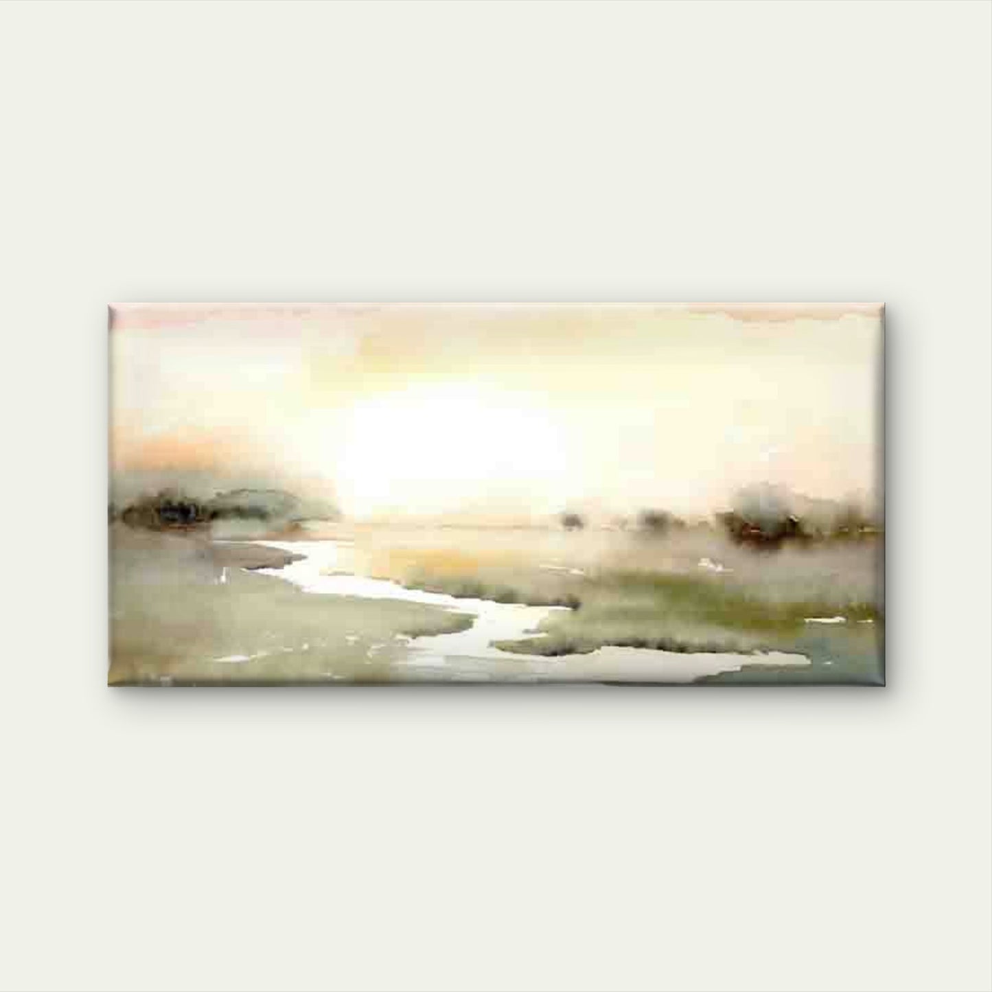Abstract Watercolor River Lands Wall Art Canvas Office Home Room Framed 120x60cm