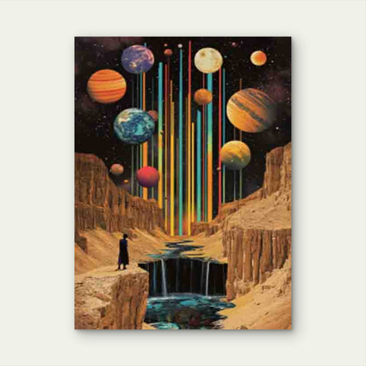 Person Standing on The Edge of a Cliff Gazing at The Universe 60x90cm Metal Print Ready to Hang