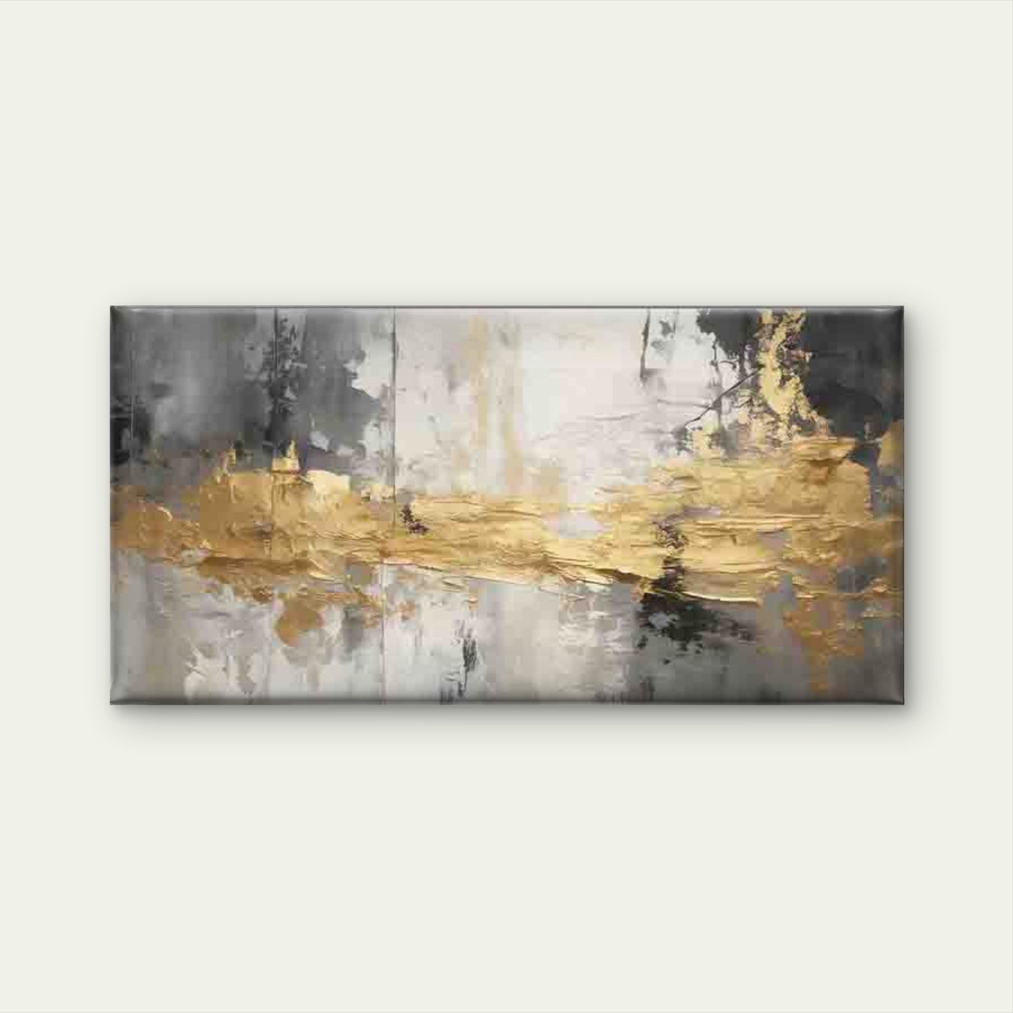Modern Abstract Golden Gray Wall Art Canvas Office Home Room Framed 120x60cm - Bella Home Decor