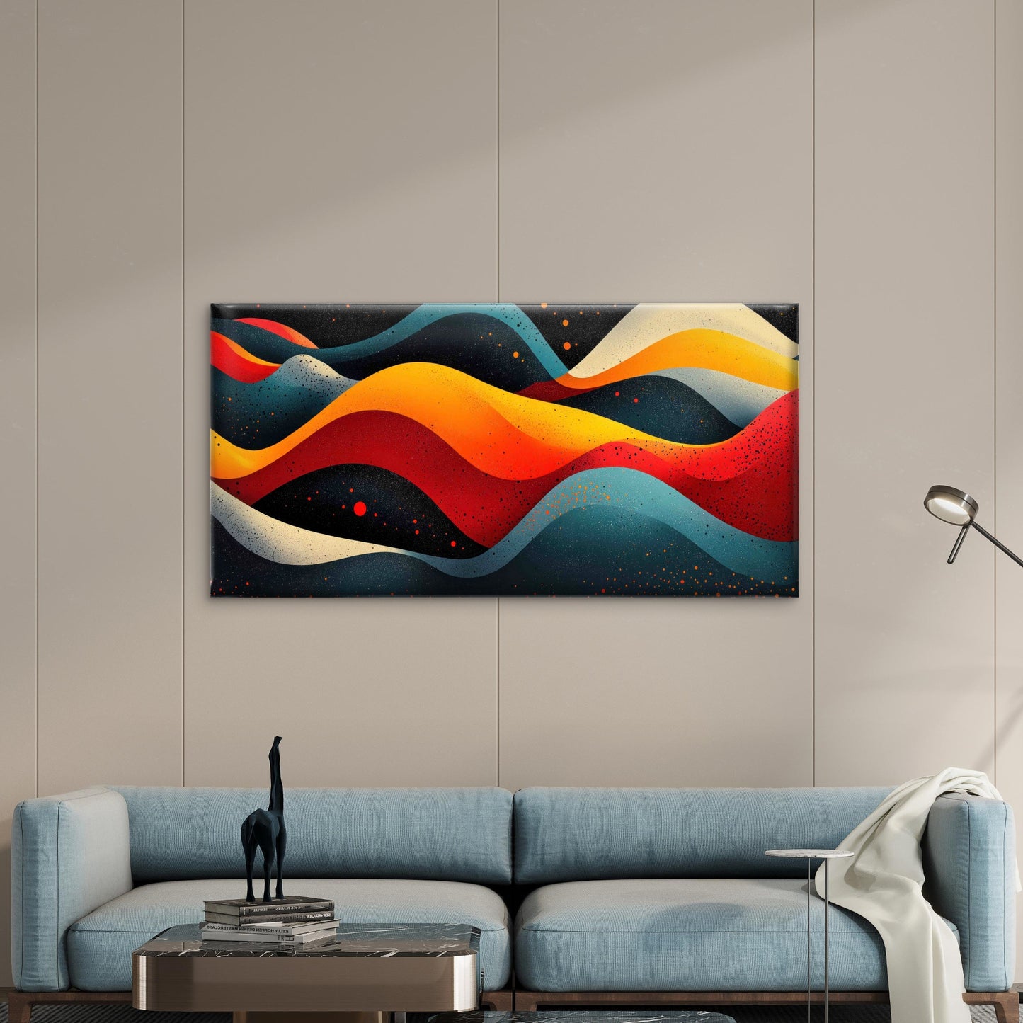 Abstract Landscape with Sunrise Wall Art Canvas Office Home Room Framed 120x60cm - Bella Home Decor