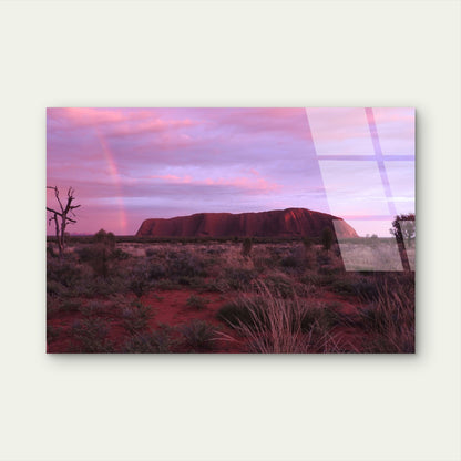 Rare Uluru Rainbow Purple Desert Sunset Acrylic Glass Printing Wall Art Australian Made Quality