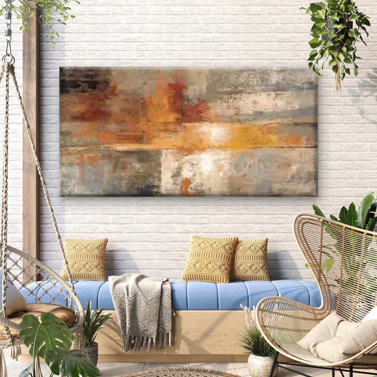 Abstract Warm Earth Tones Wall Art Canvas Office Home Room Framed 120x60cm