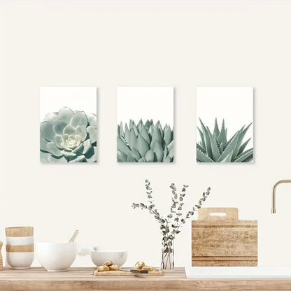 3pcs Succulent Canvas  Metal Print Ready to Hang Art