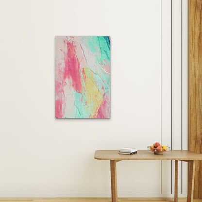 Vibrant Mint Turquoise Yellow Cream Art 40x60cm Metal Print Ready to Hang