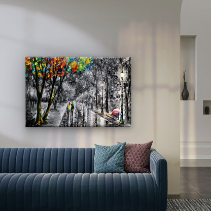 Black And White Couple Night Street Wall Art Decor 100% Australian Made