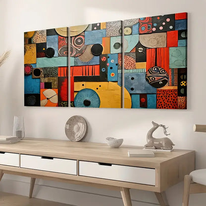 3pcs Retro Style Fashion Abstract Graphic Art Vintage Wall Art Set Canvas Framed 40x60cm - High Quality Print 100% Australian Made Wall Canvas Ready to Hang