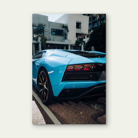 Blue Lamborghini Aventador Supercar Sport Rear 40x60cm Metal Print Ready to Hang