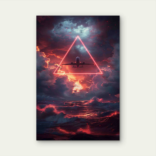 Bermuda Triangle With Mystical Neon 60x90cm Metal Print Ready to Hang