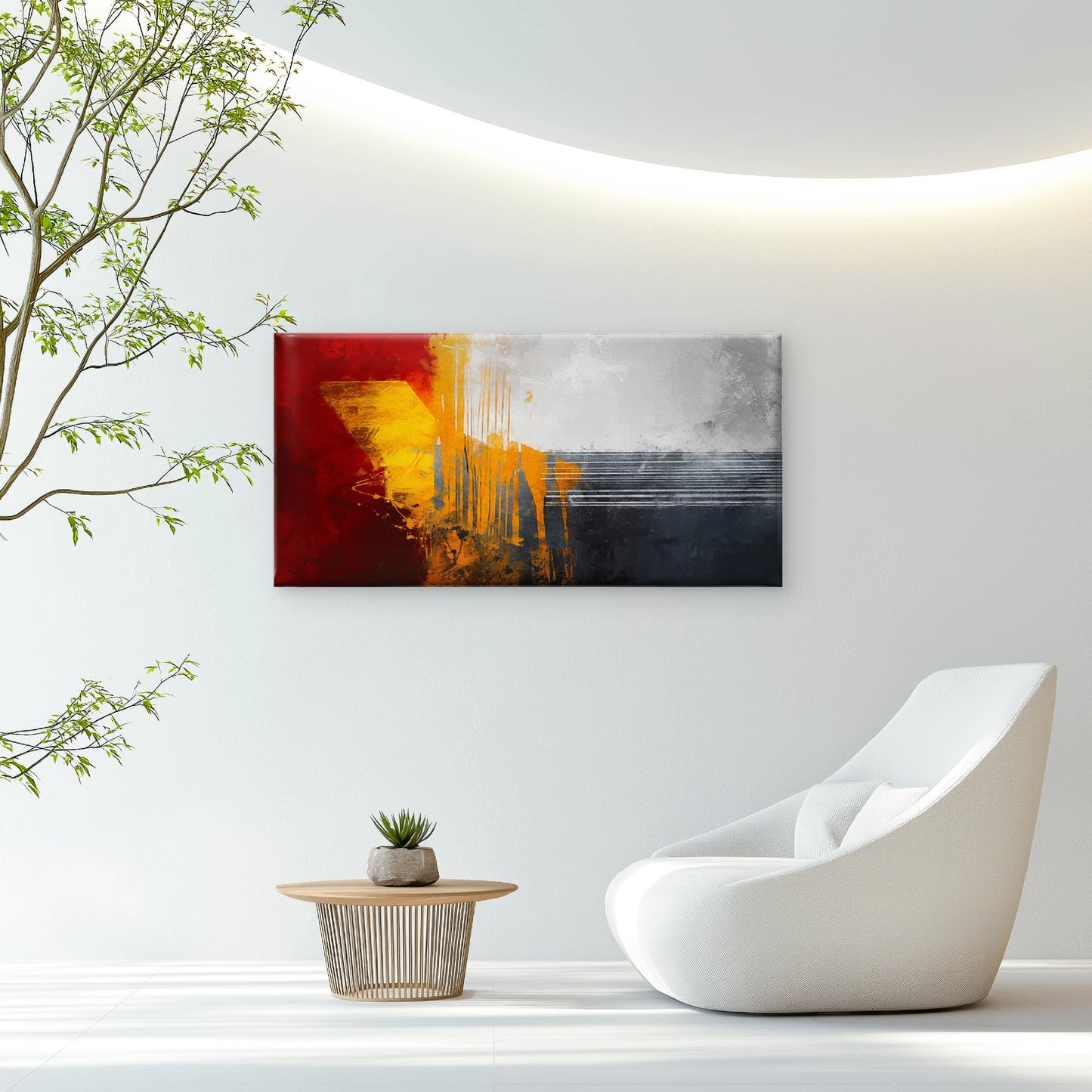 Abstract Red Yellow Gold Textured Wall Art Canvas Office Home Framed 120x60cm