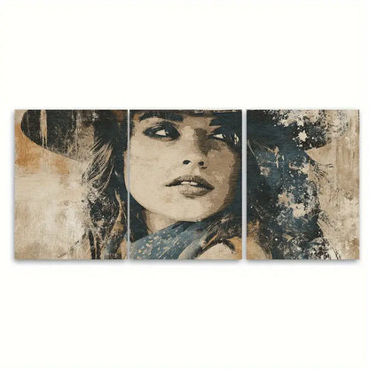 3pcs Cowgirl Abstract Neutral Boho Rustic Wall Art Set Canvas Framed 50x70cm - High Quality Print 100% Australian Made Wall Canvas Ready to Hang - Bella Home Decor