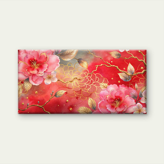 Modern Asian Peony Branch Wall Art Canvas Office Home Room Framed 120x60cm