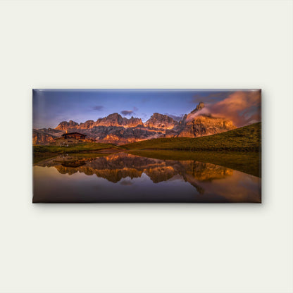 Dolomites Mountain Sunset Lake Wall Art Canvas Office Home Room Framed 120x60cm - Bella Home Decor