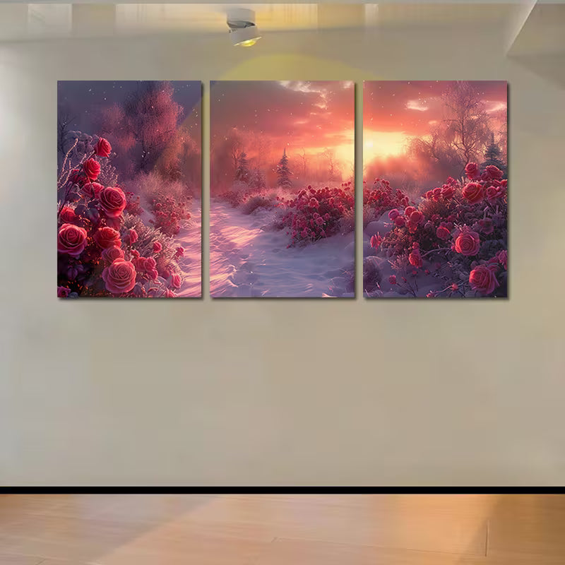 3pcs City of Roses Series Wall Art Set Canvas Framed 40x60cm - High Quality Print 100% Australian Made Wall Canvas Ready to Hang - Bella Home Decor