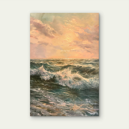 Tranquil Seascape Art Light Style Oil Painting 40x60cm Metal Print Ready to Hang