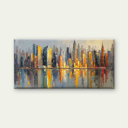 Urban Skyline, Golden Sunset Wall Art Canvas Office Home Room Framed 120x60cm - Bella Home Decor
