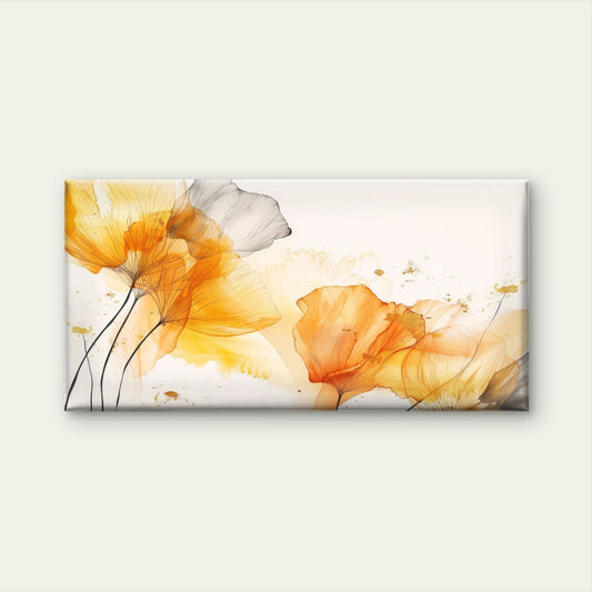 Abstract Yellow Orange Floral Wall Art Canvas Office Home Room Framed 120x60cm
