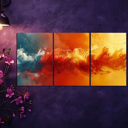 3pcs Colorful Fluid Design Wall Art Set Canvas Framed 40x60cm - High Quality Print 100% Australian Made Wall Canvas Ready to Hang - Bella Home Decor