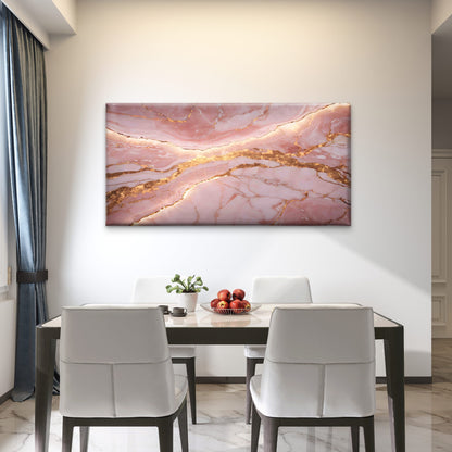 Pink Onyx With Golden Backlit Wall Art Canvas Office Home Room Framed 120x60cm - Bella Home Decor