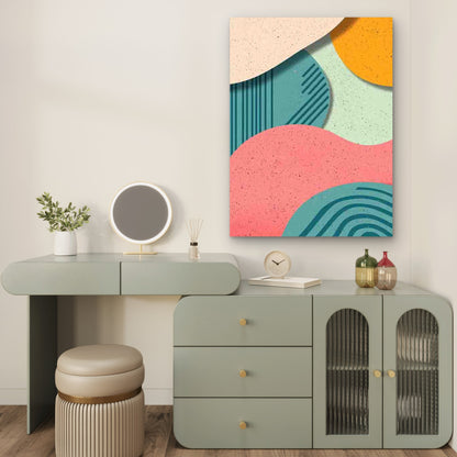 Abstract Art Style with Colorful Geometric Shapes 60x90cm Metal Print Ready to Hang - Bella Home Decor