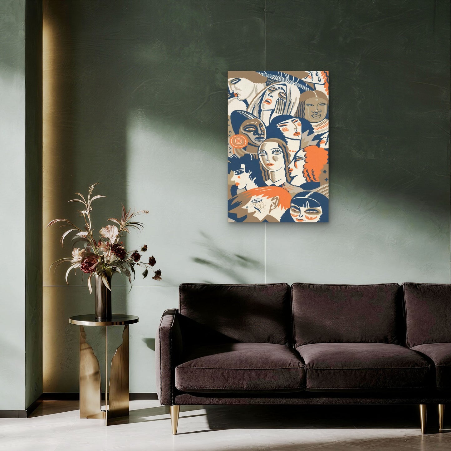 Faces in a Crowd Illustration 60x90cm Metal Print Ready to Hang