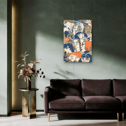 Faces in a Crowd Illustration 60x90cm Metal Print Ready to Hang