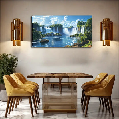 Spectacular Waterfall Group Wall Art Canvas Office Home Room Framed 120x60cm - Bella Home Decor