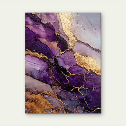 Abstract Purple And Golden Marble, Alcohol Ink 60x90cm Metal Print Ready to Hang