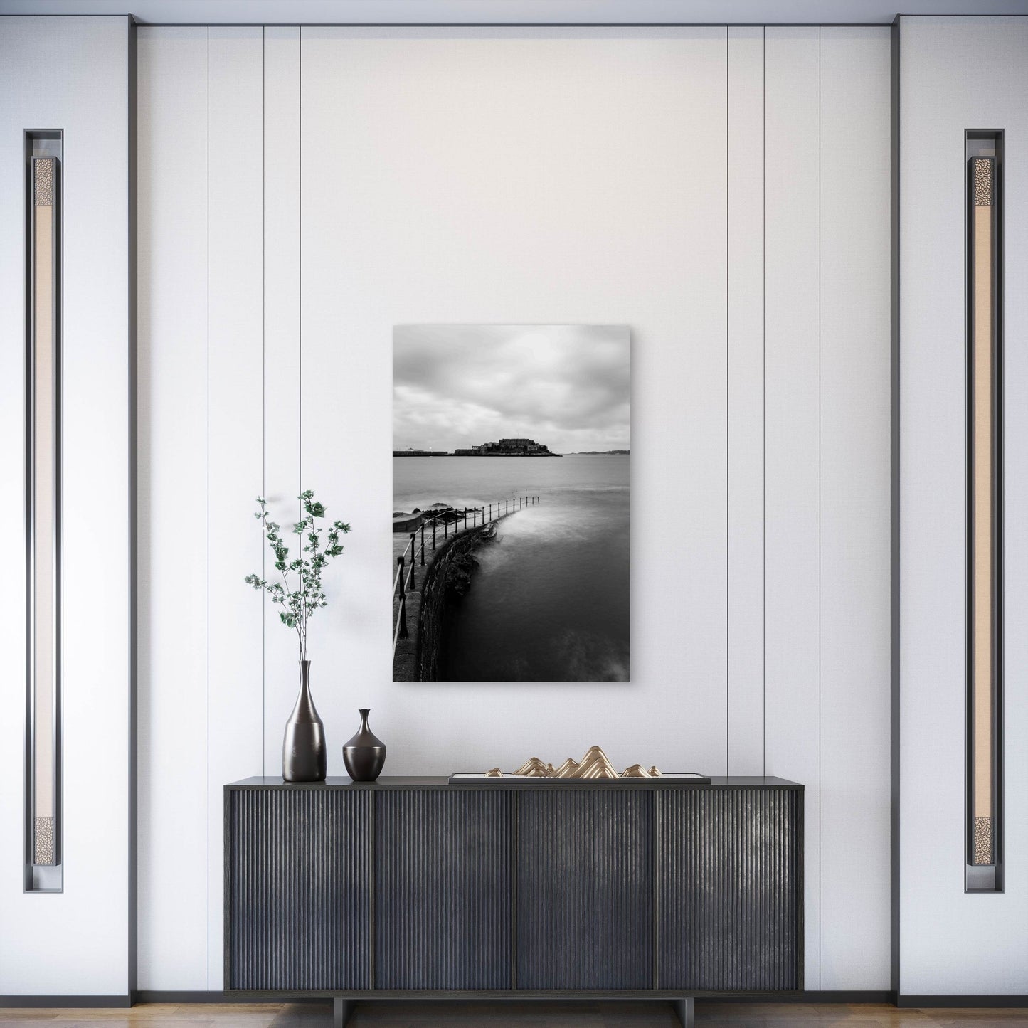 Seascape In Front of The Castle 60x90cm Metal Print Ready to Hang