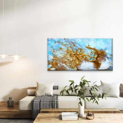 Golden Dark Blue Marble Wall Art Canvas Office Home Room Framed 120x60cm - Bella Home Decor