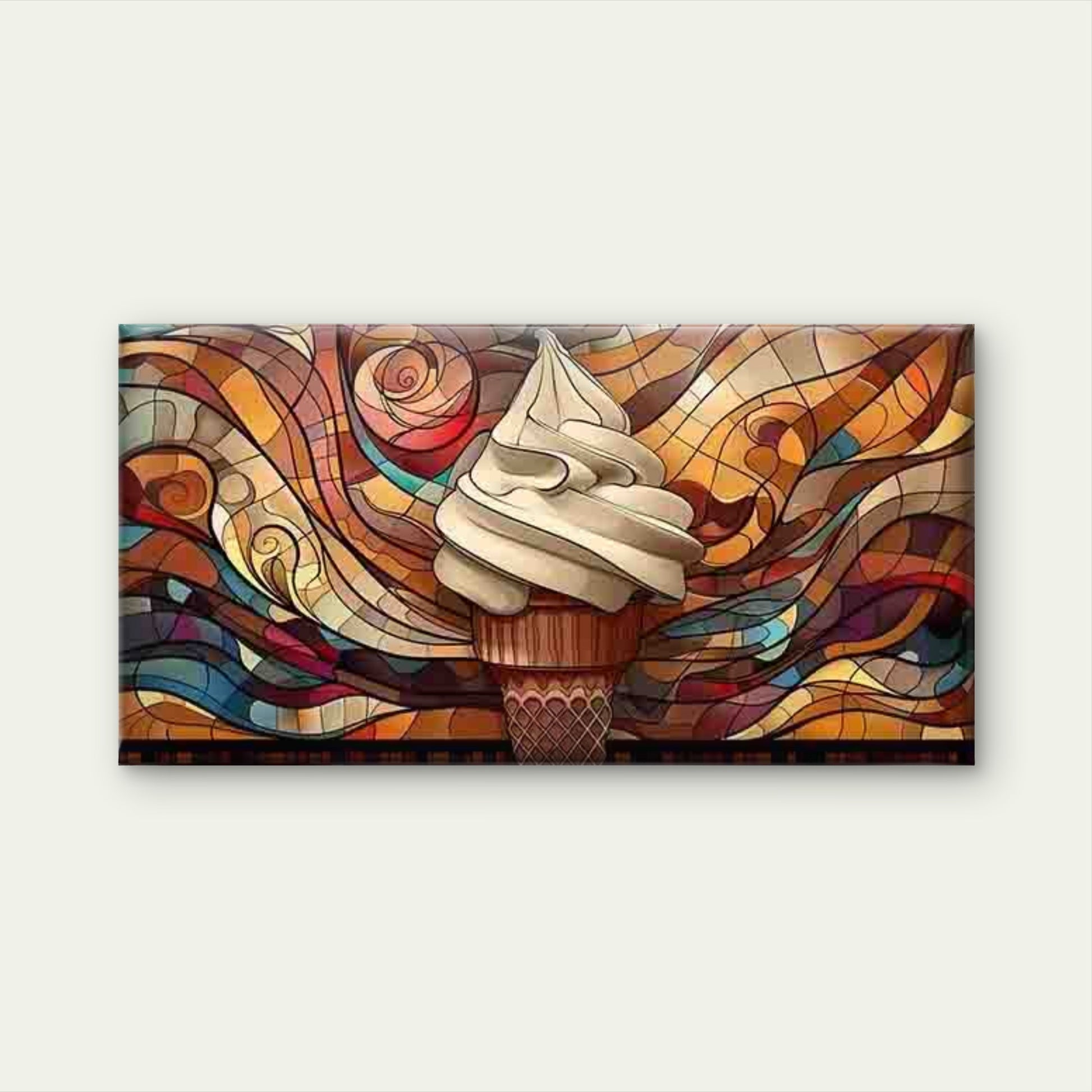 Abstract Stained Glass Ice Crea Wall Art Canvas Office Home Room Framed 120x60cm - Bella Home Decor