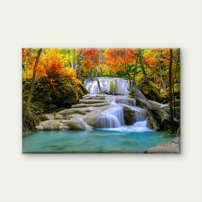 Waterfall In Autumn Forest Print 100% Australian Made - Bella Home Decor