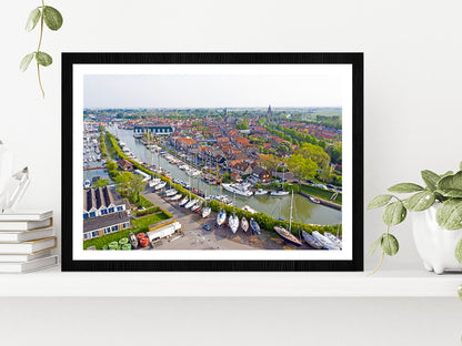 Monnickendam City In Netherlands Glass Framed Wall Art, Ready to Hang Quality Print With White Border Black