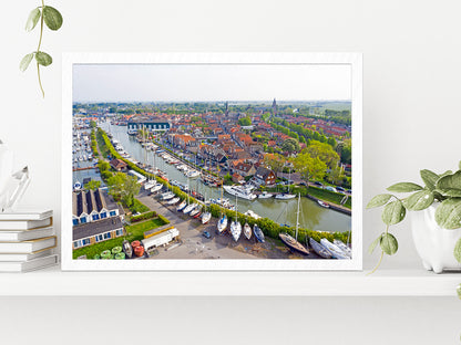 Monnickendam City In Netherlands Glass Framed Wall Art, Ready to Hang Quality Print Without White Border White