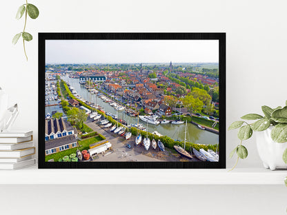 Monnickendam City In Netherlands Glass Framed Wall Art, Ready to Hang Quality Print Without White Border Black