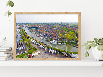 Monnickendam City In Netherlands Glass Framed Wall Art, Ready to Hang Quality Print Without White Border Oak