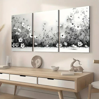3pcs Modern Style Fashion Flowers Abstract Landscape Art Wall Art Set Canvas Unframed - High Quality Print 100% Australian Made Wall Canvas