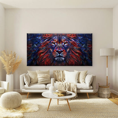 Vibrant Abstract Lion Wall Art Canvas Office Home Room Framed 120x60cm - Bella Home Decor