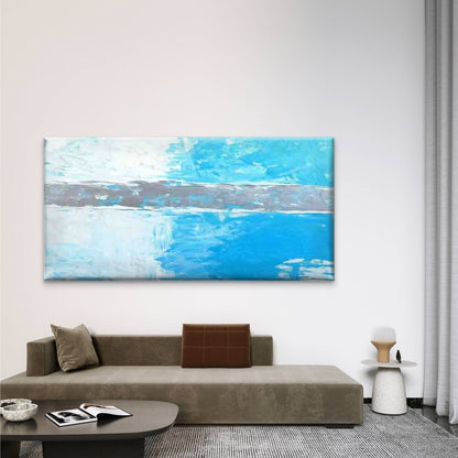 Abstract Blue And White Texture Wall Art Canvas Office Home Room Framed 120x60cm - Bella Home Decor