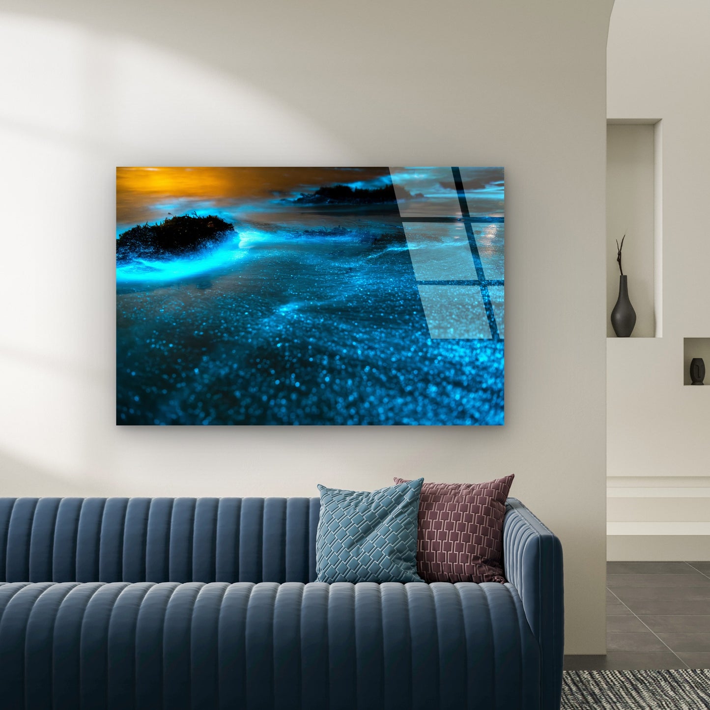 Bioluminescent Blue Ocean Planktons   Acrylic Glass Printing Wall Art Australian Made Quality