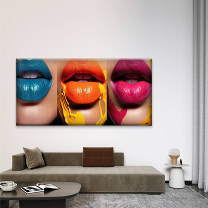 Dripping Lips Wall Art Canvas Office Home Room Framed 120x60cm