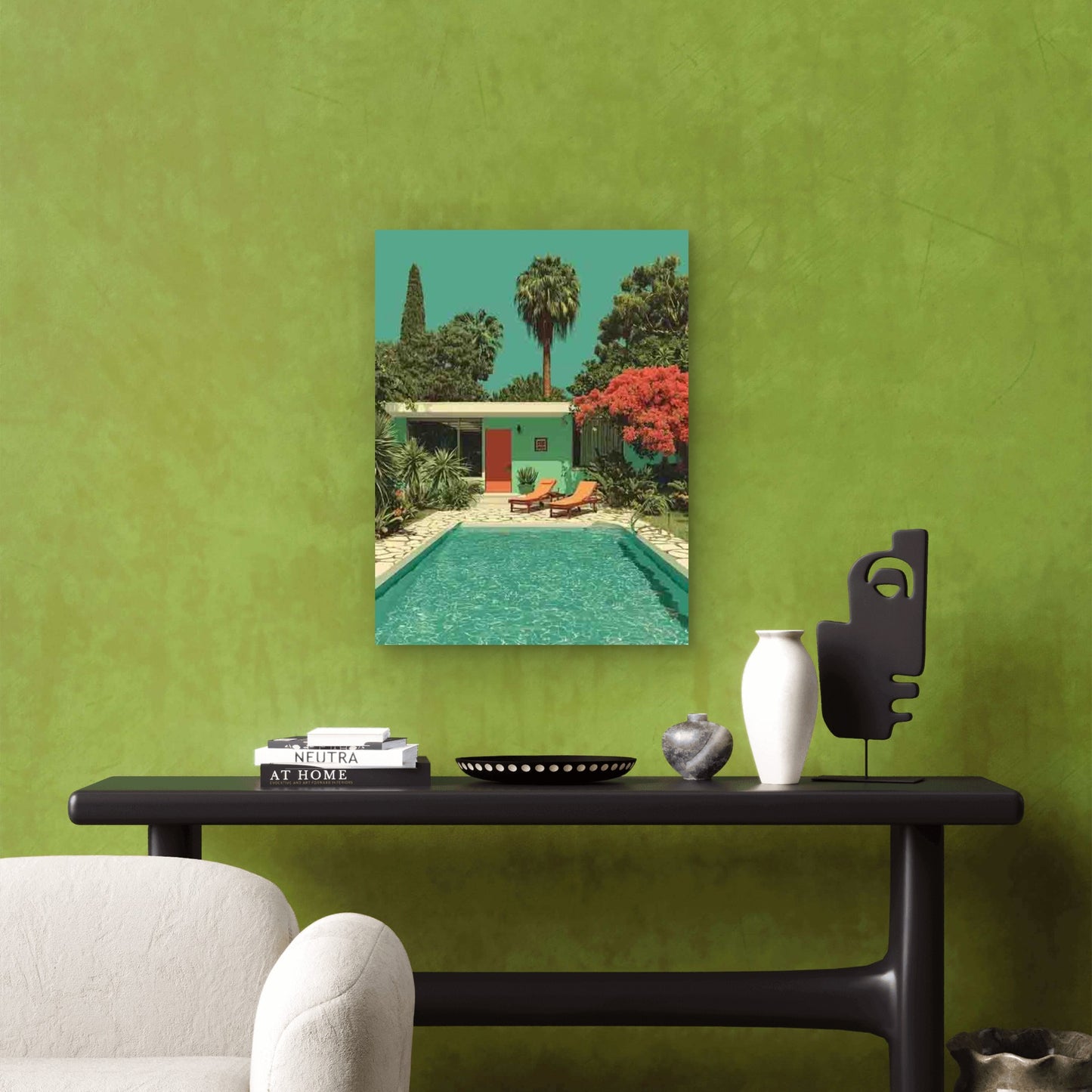 Mid-Century Modern House And Pool Architecture Metal Print Ready to Hang