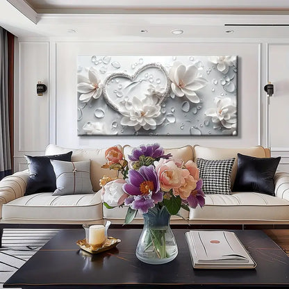 Modern Floral Love Canvas Art  wall canvas office home room framed 120x60cm - Bella Home Decor