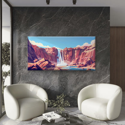 Waterfall Mountains Background Wall Art Canvas Office Home Room Framed 120x60cm
