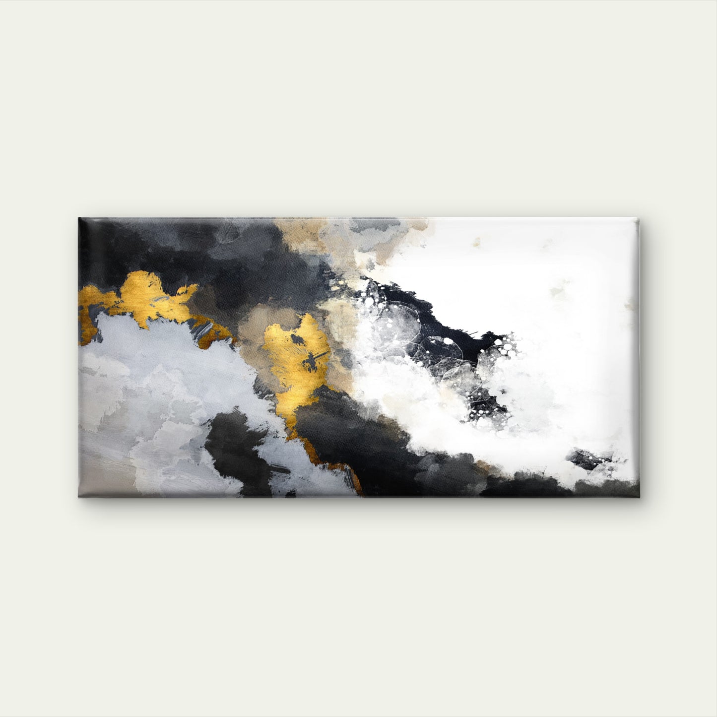 Modern Gold Foil Smoky Gray Art Wall Art Canvas Office Home Room Framed 120x60cm