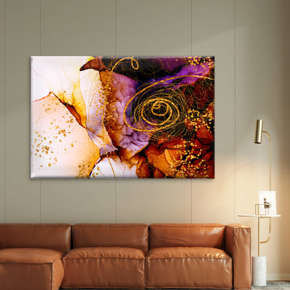 Purple Gold Glitter Alcohol Abstract Wall Art Decor 100% Australian Made - Bella Home Decor