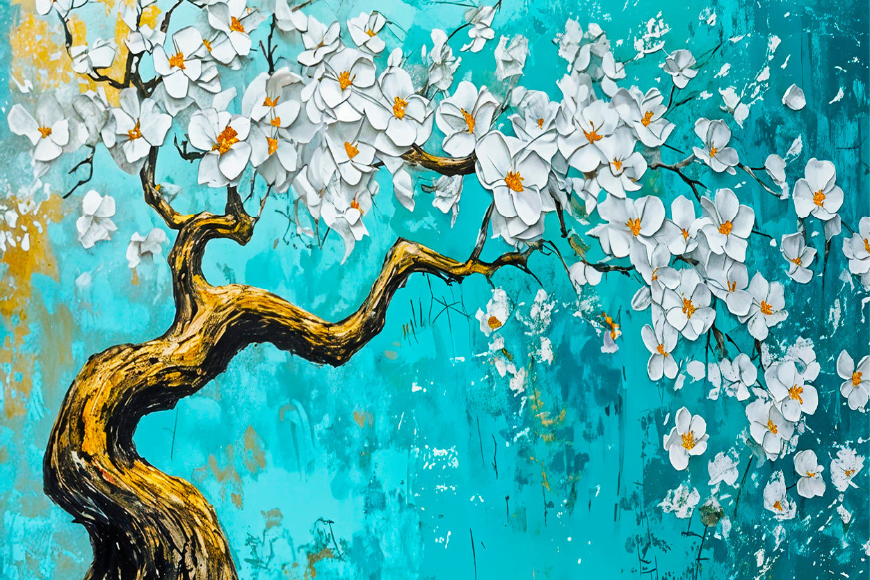 Blue White Tree Painting  Wall Art Decor 100% Australian Made