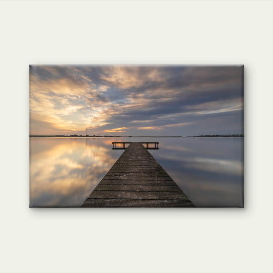 Wooden Pier Extending Into a Calm Lake Netherlands Wall Art Decor 100% Australian Made - Bella Home Decor