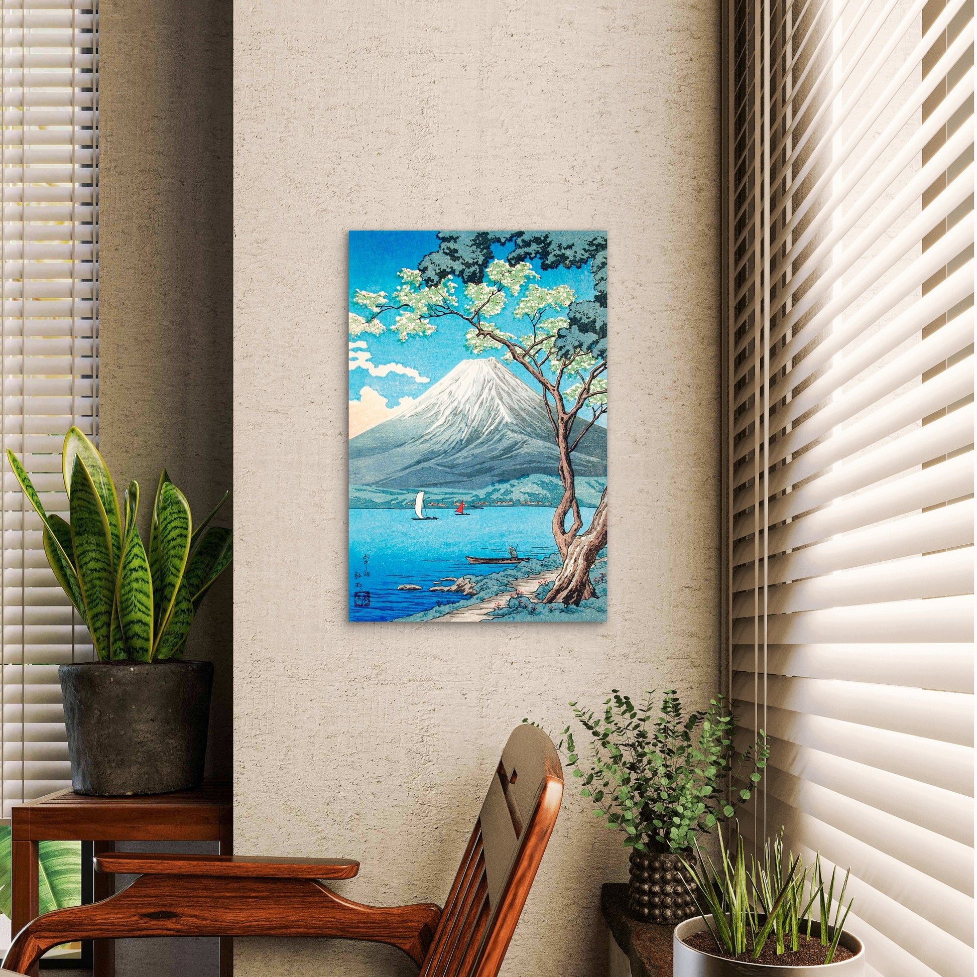 Mount Fuji & Cherry Blossoms Japan 60x90cm Metal Print Ready to Hang - Bella Home Decor
