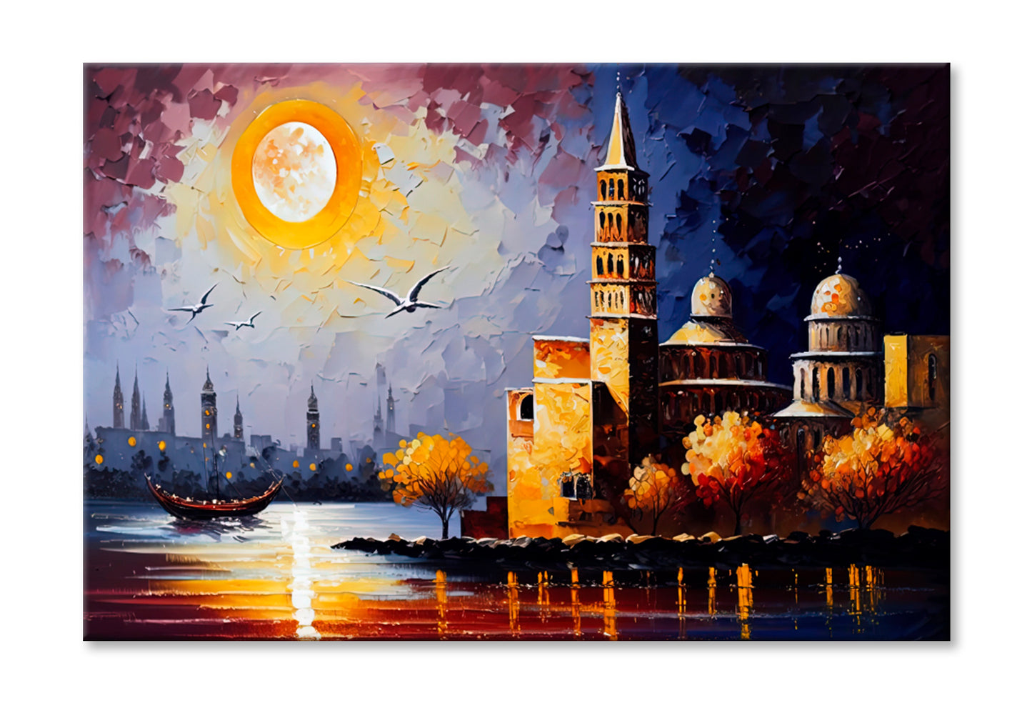 Culture Diversity, Mediterranean Coastal Oil Painting Wall Art Limited Edition High Quality Print Stretched Canvas None