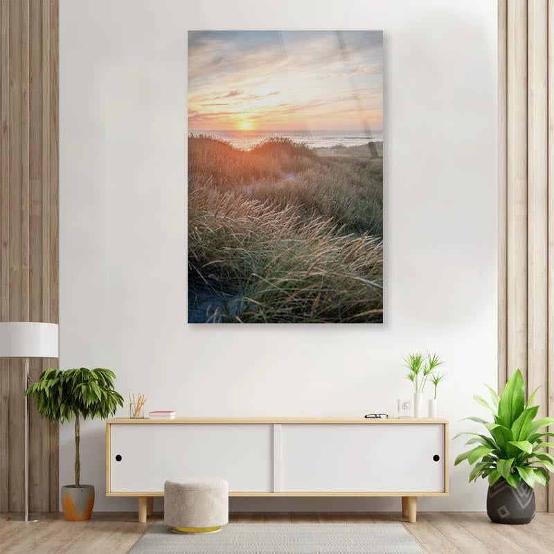 Sunset On the Danish Beach Portrait Photograph Acrylic Glass Print Tempered Glass Wall Art 100% Made in Australia Ready to Hang - Bella Home Decor